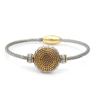 Two Tone Round Gold Dots Twisted Rope Bracelet #42305BR (FD10)