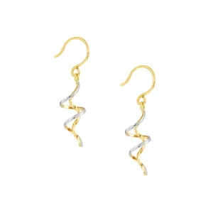 Two-Tone Twisted Wire Earrings on Fish Hook
