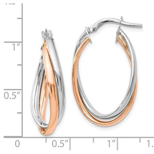 Two Toned Twisted Hoop Earrings