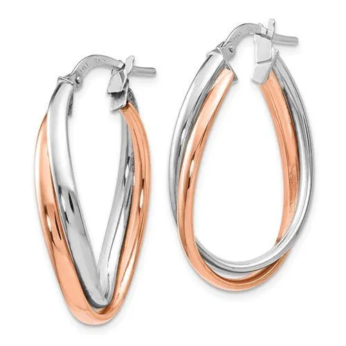 Two Toned Twisted Hoop Earrings