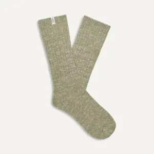 Ugg: Rib Knit Slouchy Crew Sock in Moss Green/Grassland