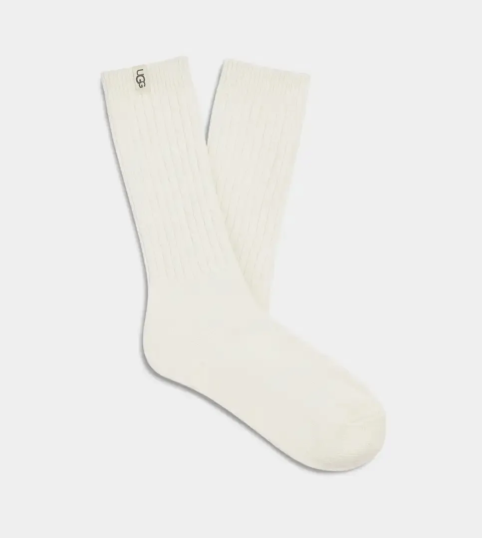 Ugg: Rib Knit Slouchy Crew Sock in White