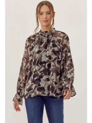 Vanessa Frilled Neck Chiffon Top