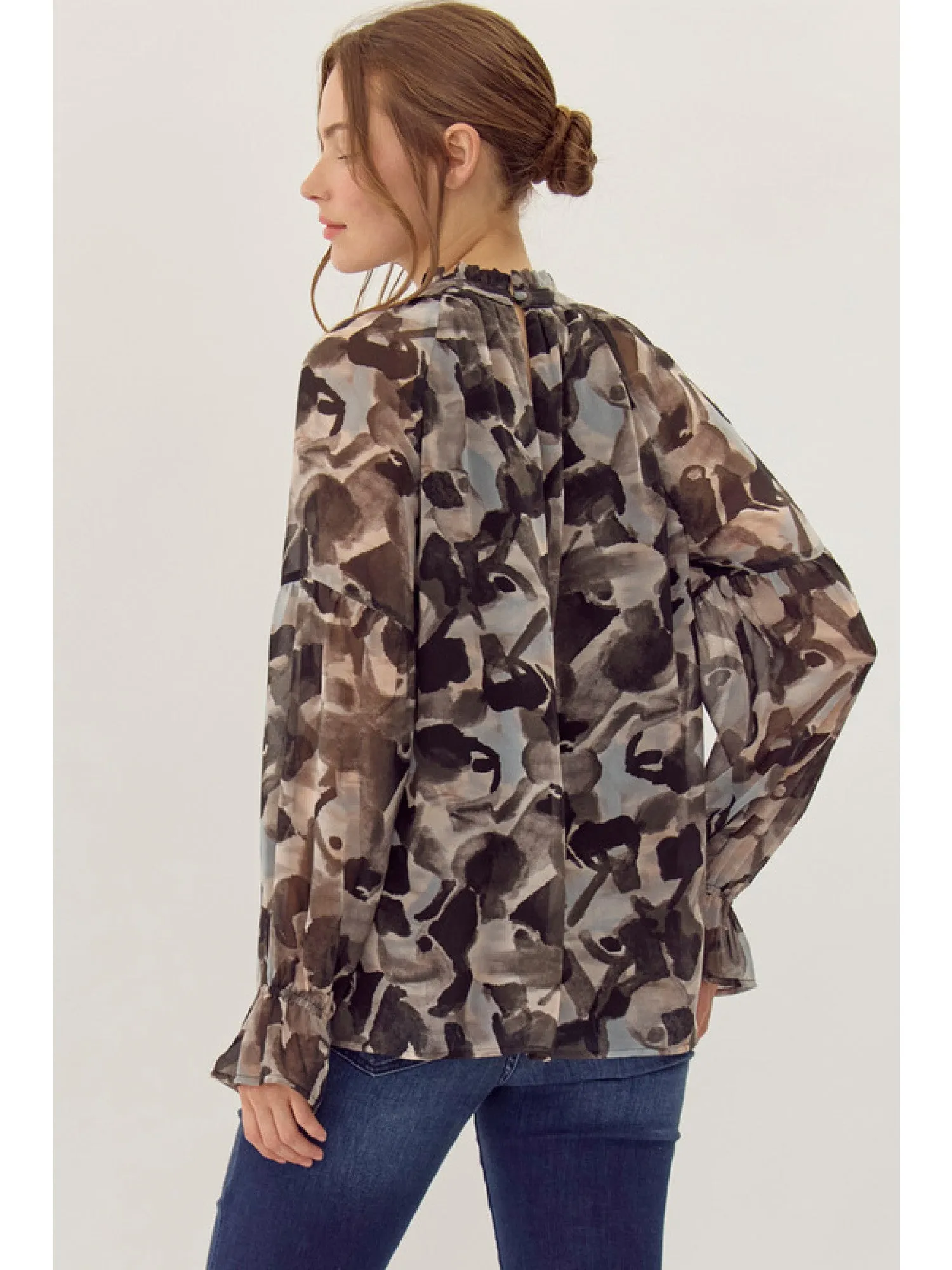 Vanessa Frilled Neck Chiffon Top