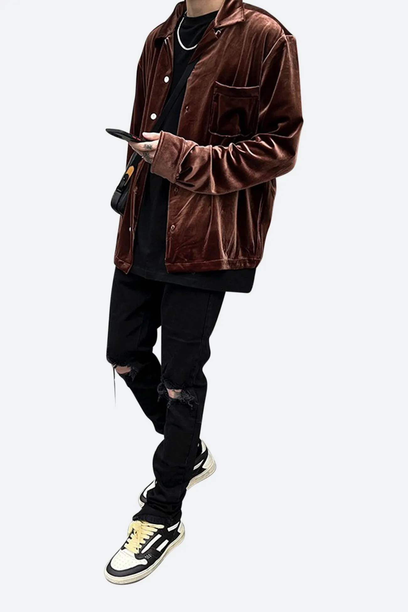 VELOUR BUTTON DOWN
