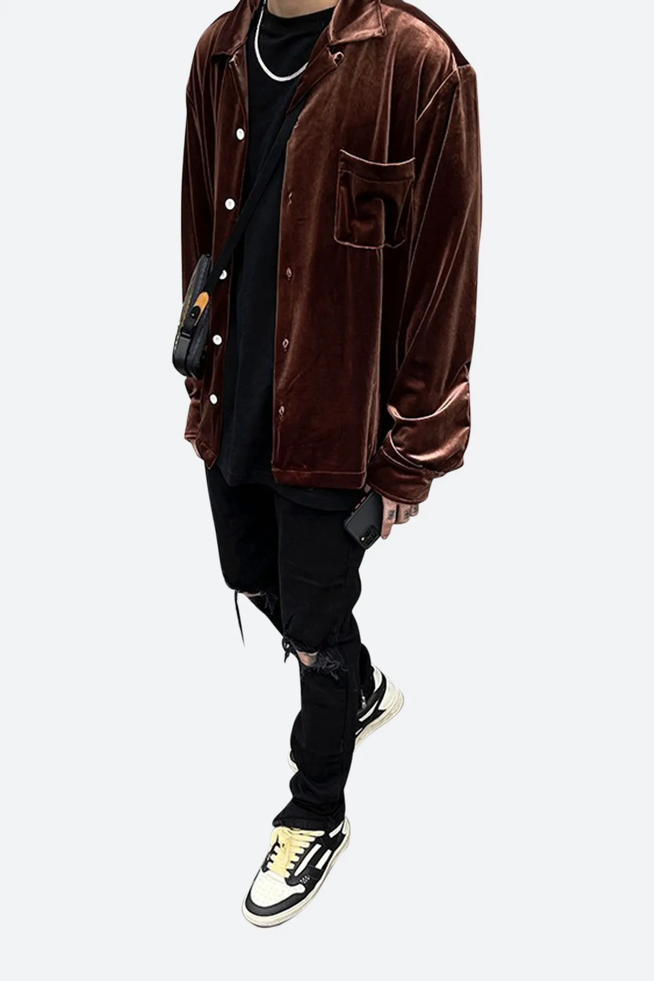 VELOUR BUTTON DOWN