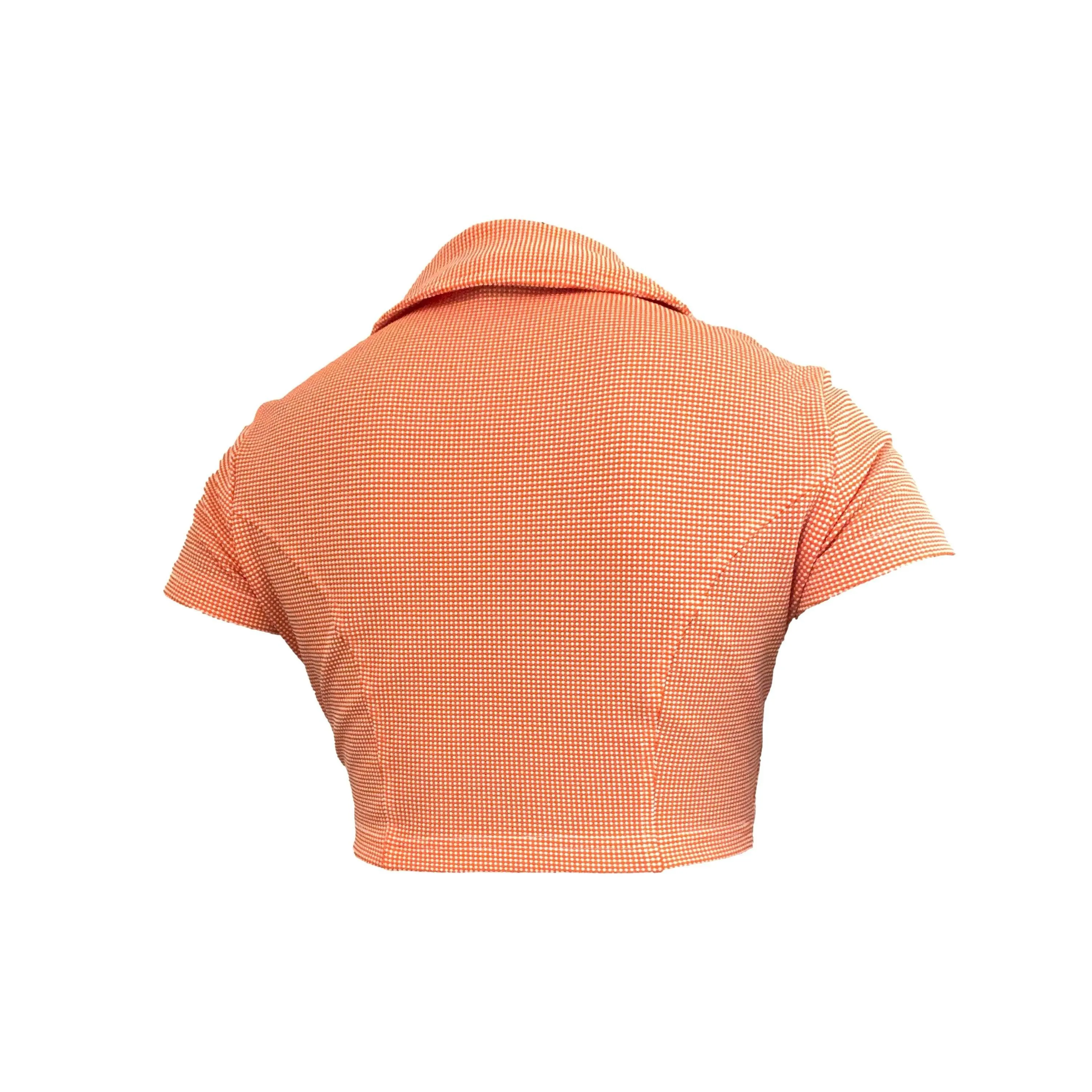 Versace Orange Textured Crop Top