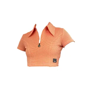 Versace Orange Textured Crop Top