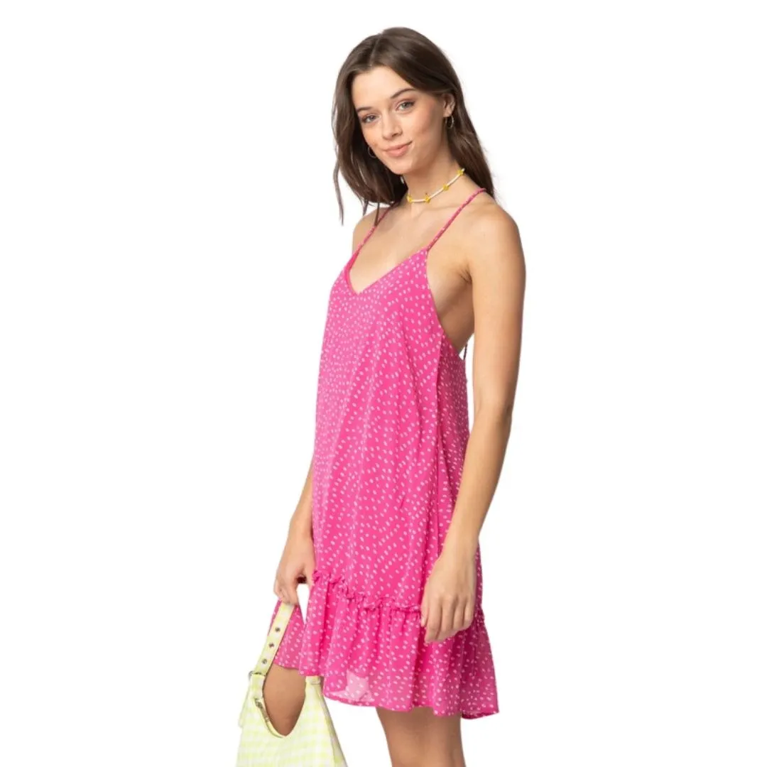 VERY J Blue Spotted Sleeveless Braided Strap Mini Dress ND30846-Blue