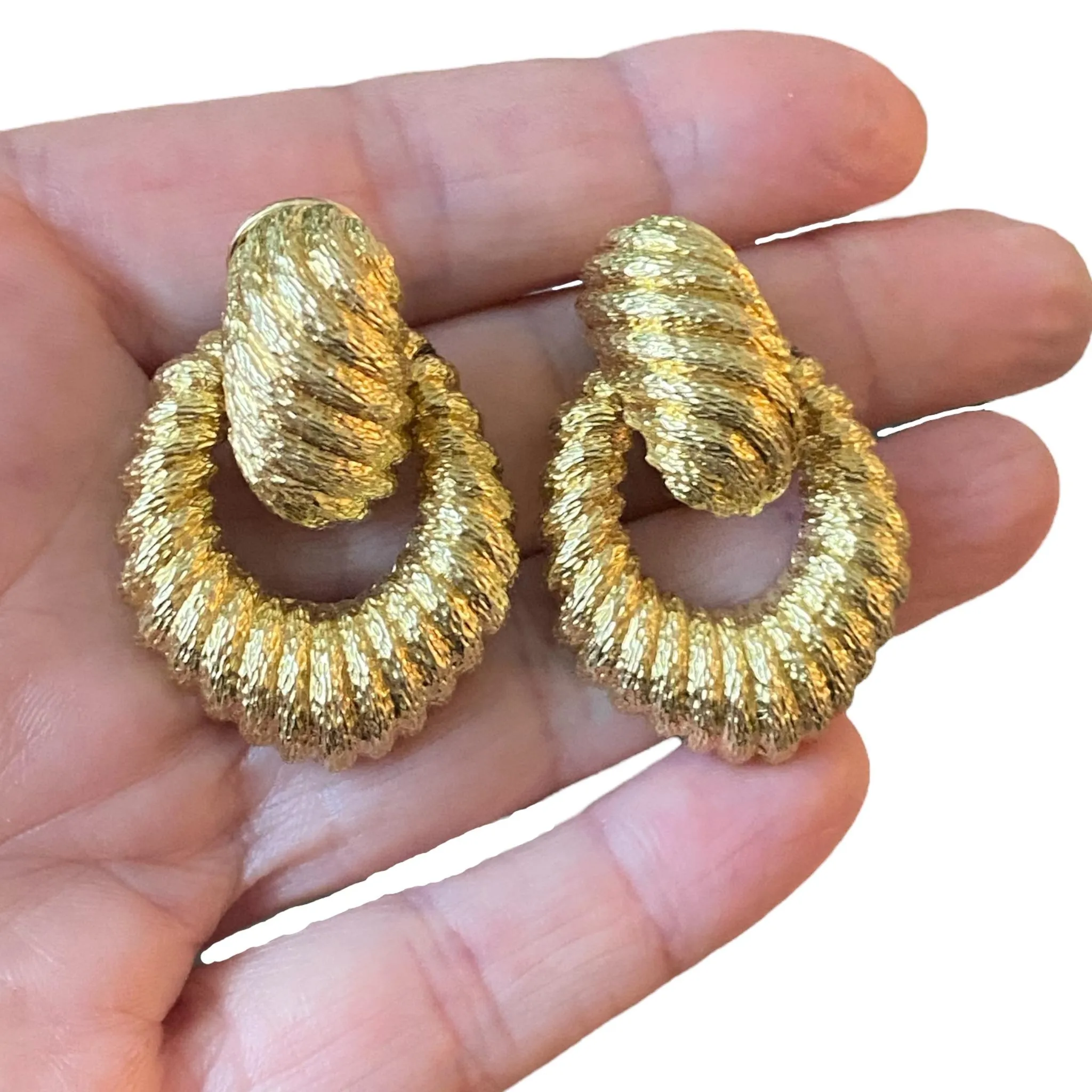 Vintage 18K Gold Door Knocker Style Earrings