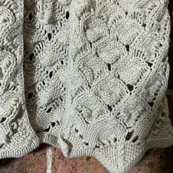 Vintage 90’s Cream crochet cardigan with ruffle sleeves and tie front
