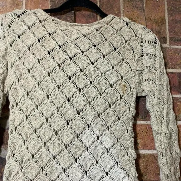 Vintage 90’s Cream crochet cardigan with ruffle sleeves and tie front