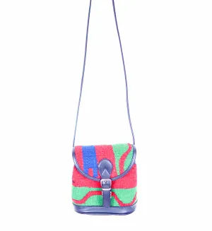 Vintage Kilim Handbag - Black Leather