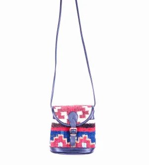 Vintage Kilim Handbag - Black Leather