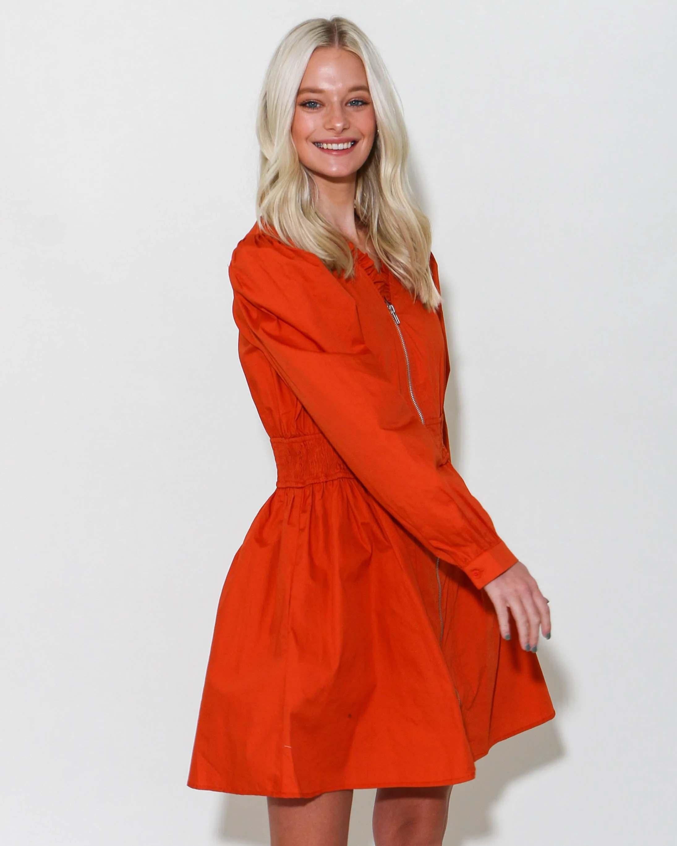 Voluminous Sleeve Poplin Mini Dress