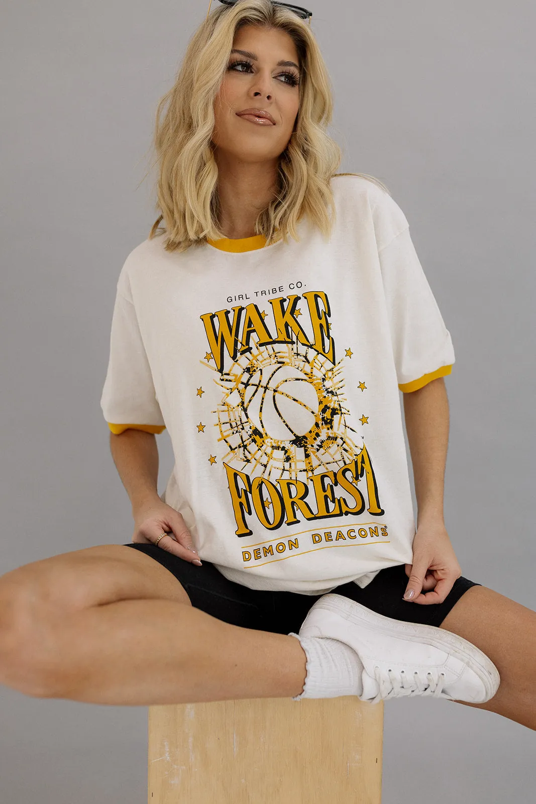 Wake Forest University: Tie Dye Ringer Tee in White