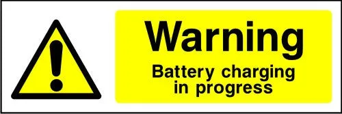 Warning Battery Charging In Progress safety sign