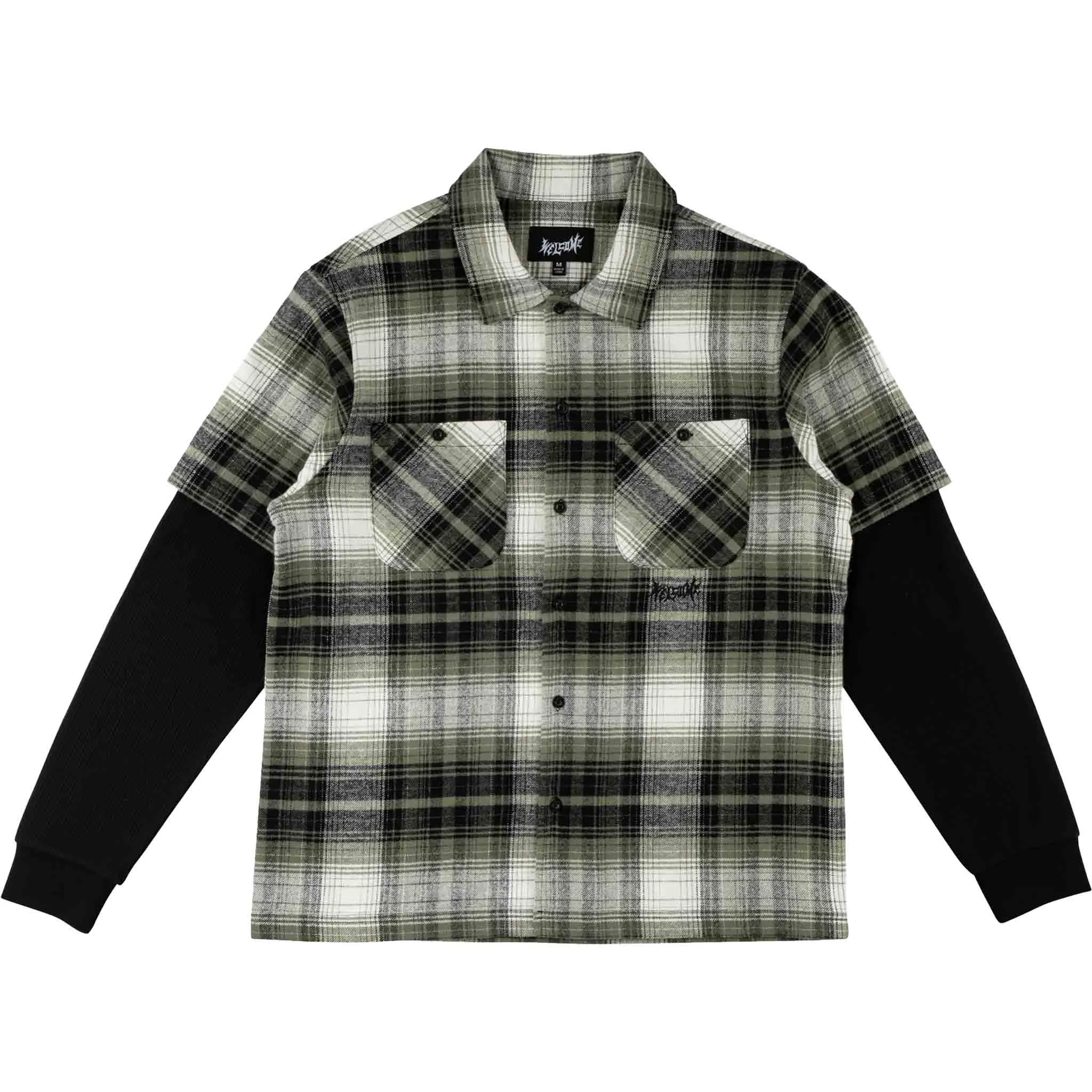 Welcome Lair Woven Plaid/Thermal Layered Shirt Olive