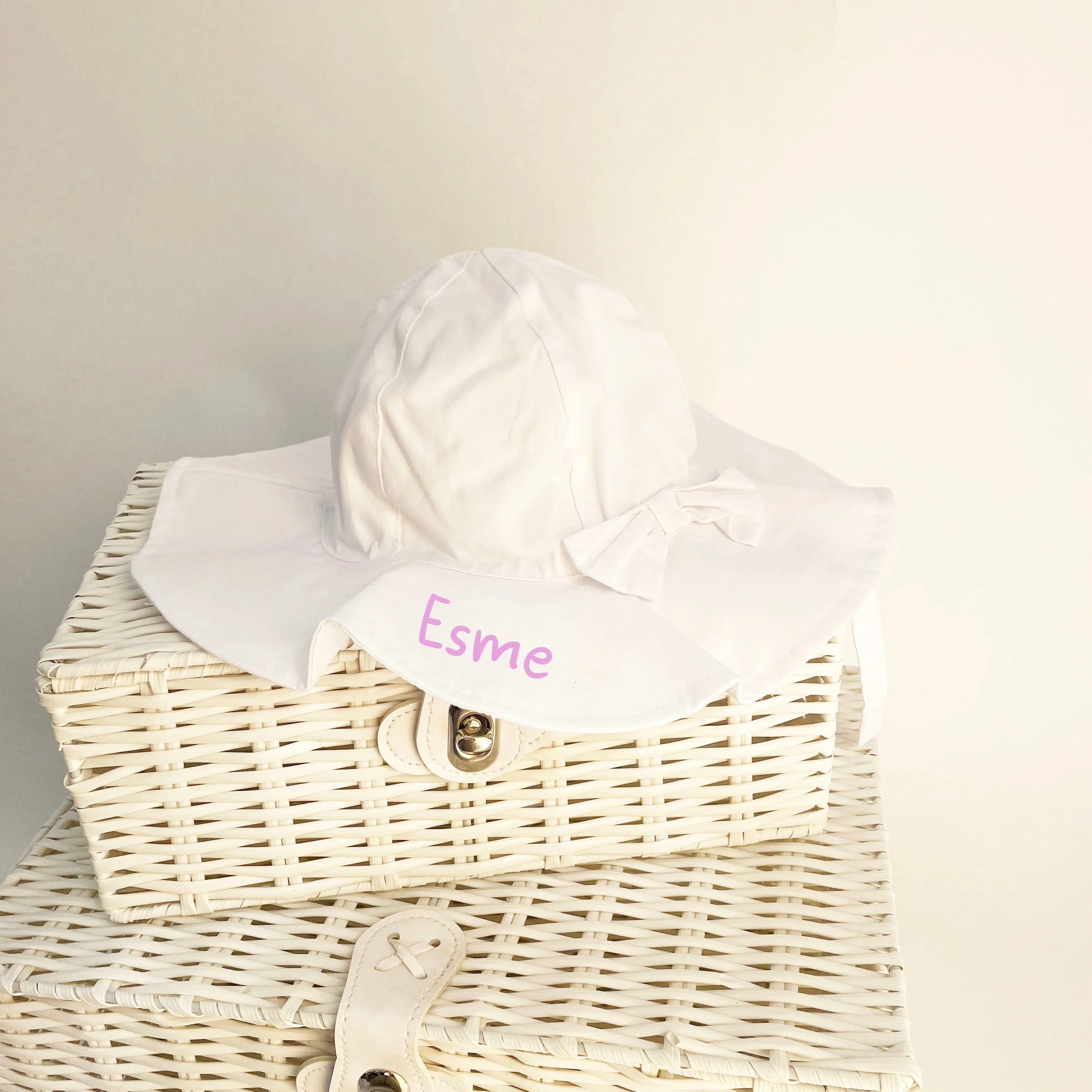 White Floppy Summer Hat (Can be personalised)