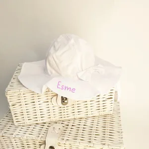 White Floppy Summer Hat (Can be personalised)