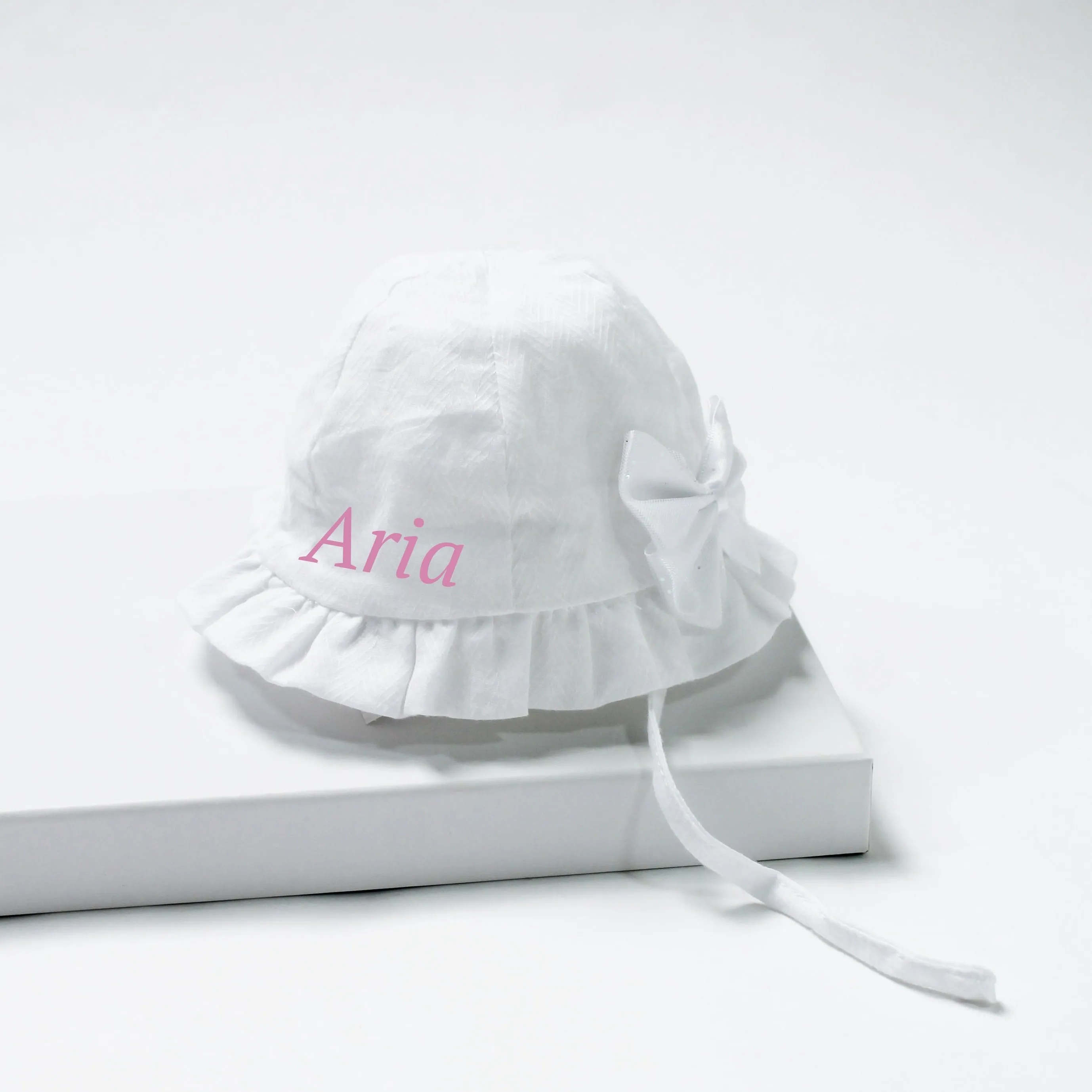 White Glitter Bow Tie Sun Hat (With or Without Personalisation)