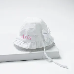 White Glitter Bow Tie Sun Hat (With or Without Personalisation)