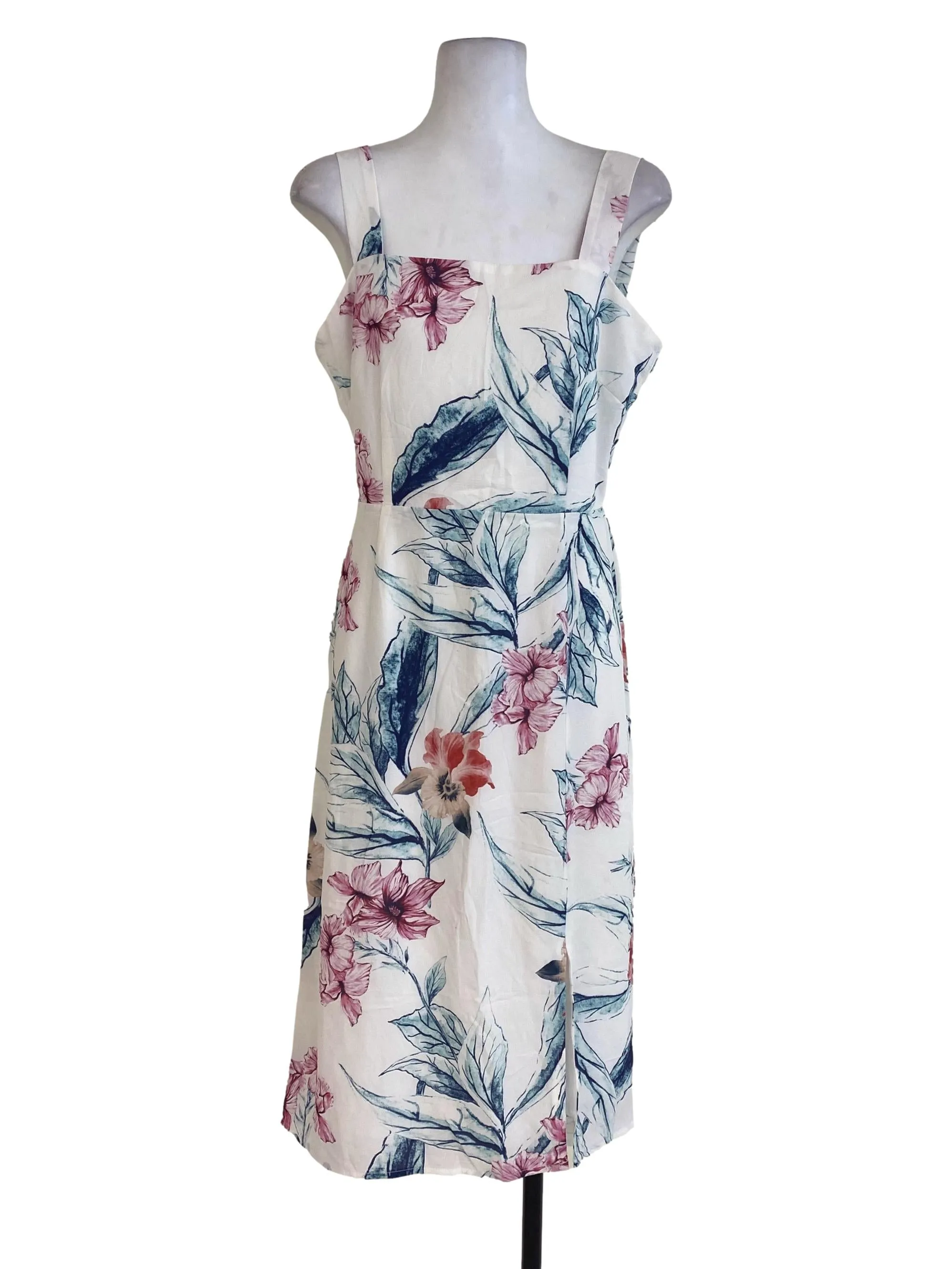 White Textured Floral Dress