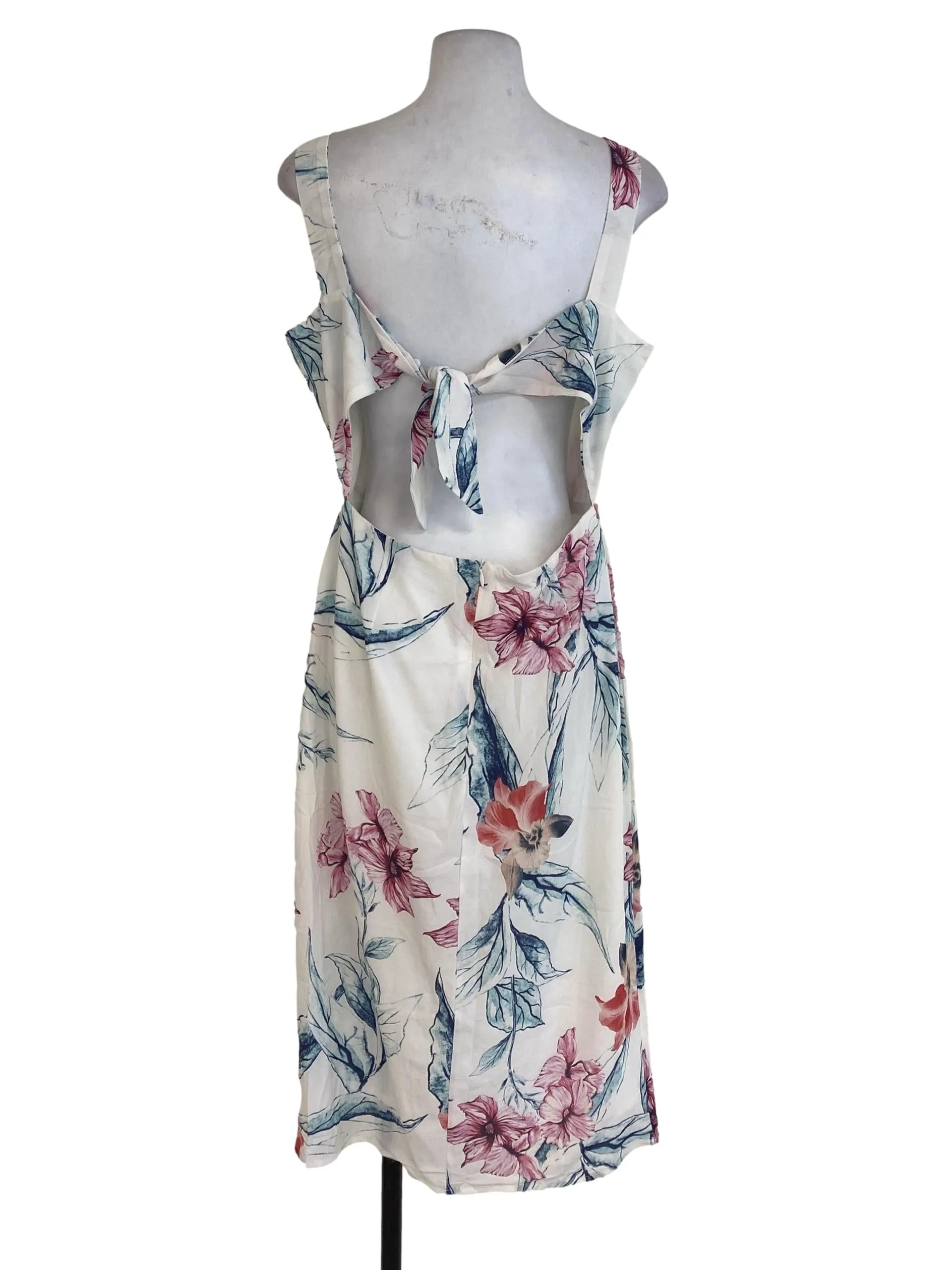 White Textured Floral Dress