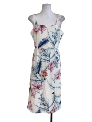 White Textured Floral Dress
