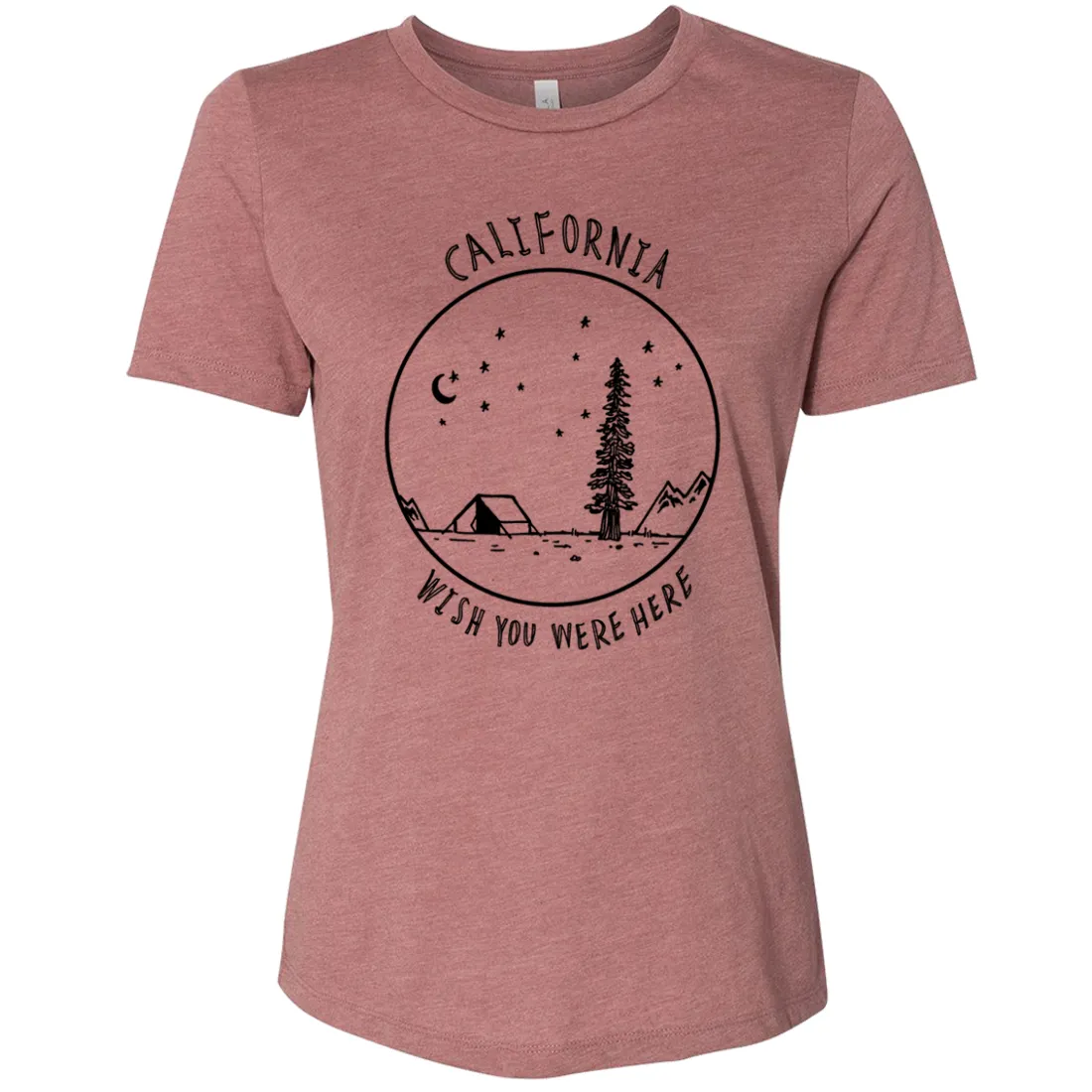 Wish You Were Here Black Print Women's Relaxed Jersey Tee