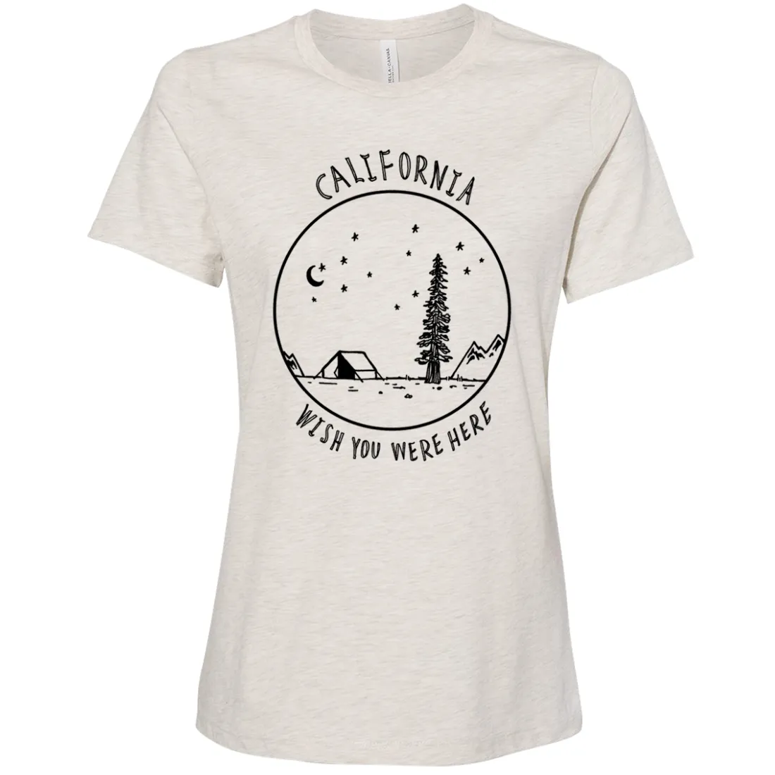 Wish You Were Here Black Print Women's Relaxed Jersey Tee