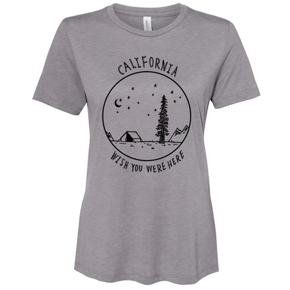 Wish You Were Here Black Print Women's Relaxed Jersey Tee