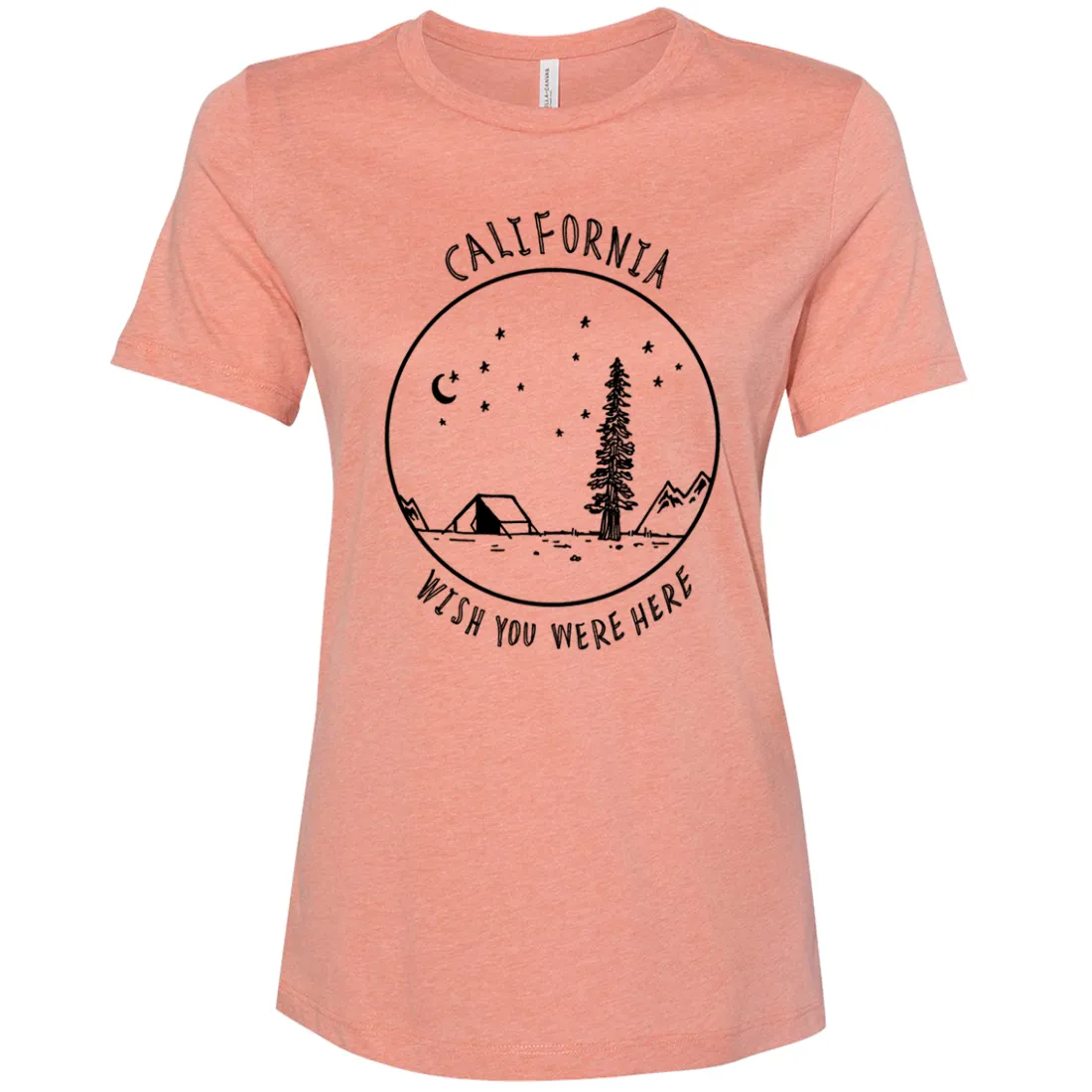 Wish You Were Here Black Print Women's Relaxed Jersey Tee