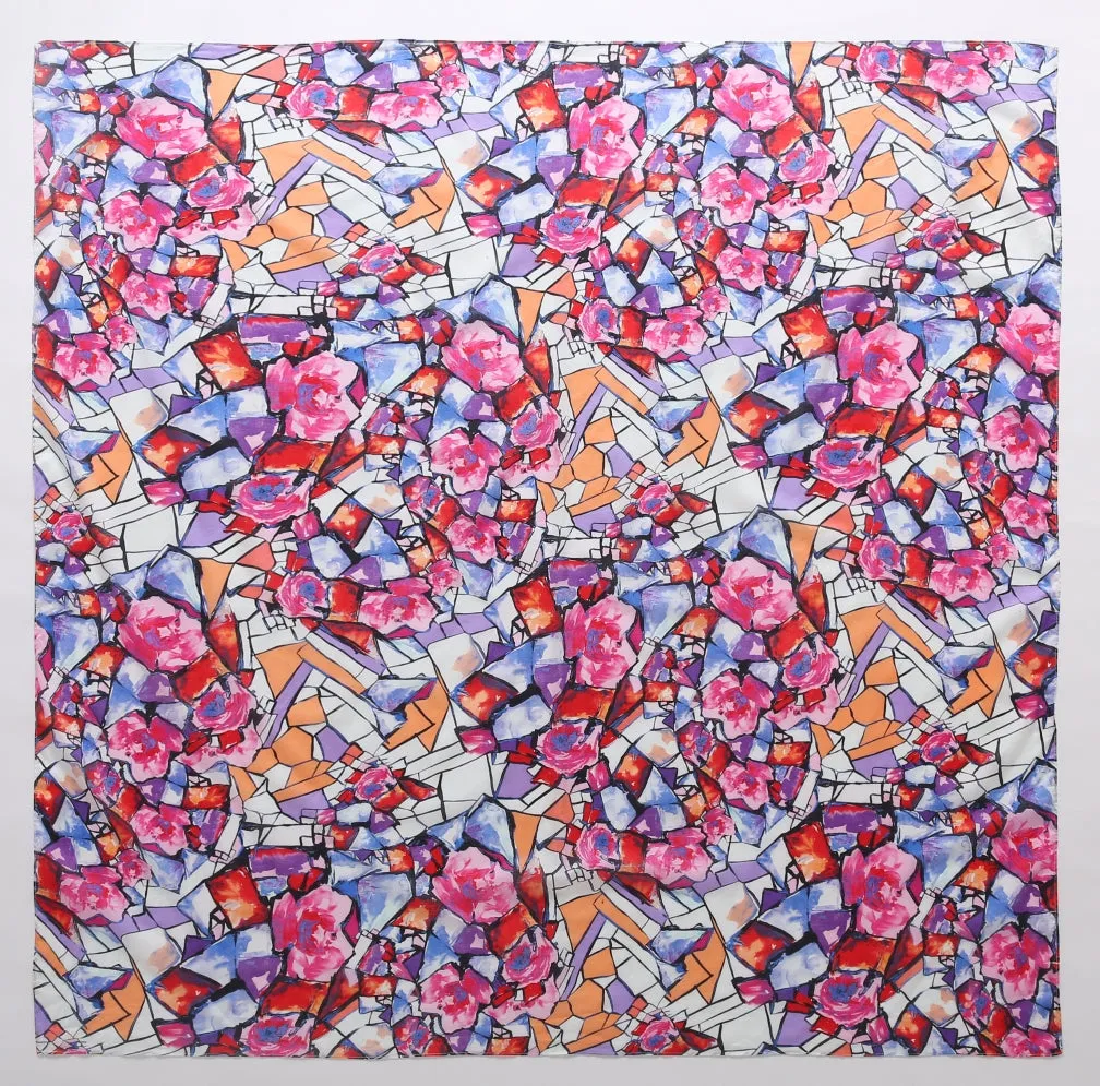 Women Cotton Large Square Scarves/Wraps (Multicolored)