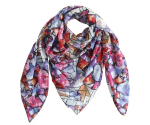 Women Cotton Large Square Scarves/Wraps (Multicolored)