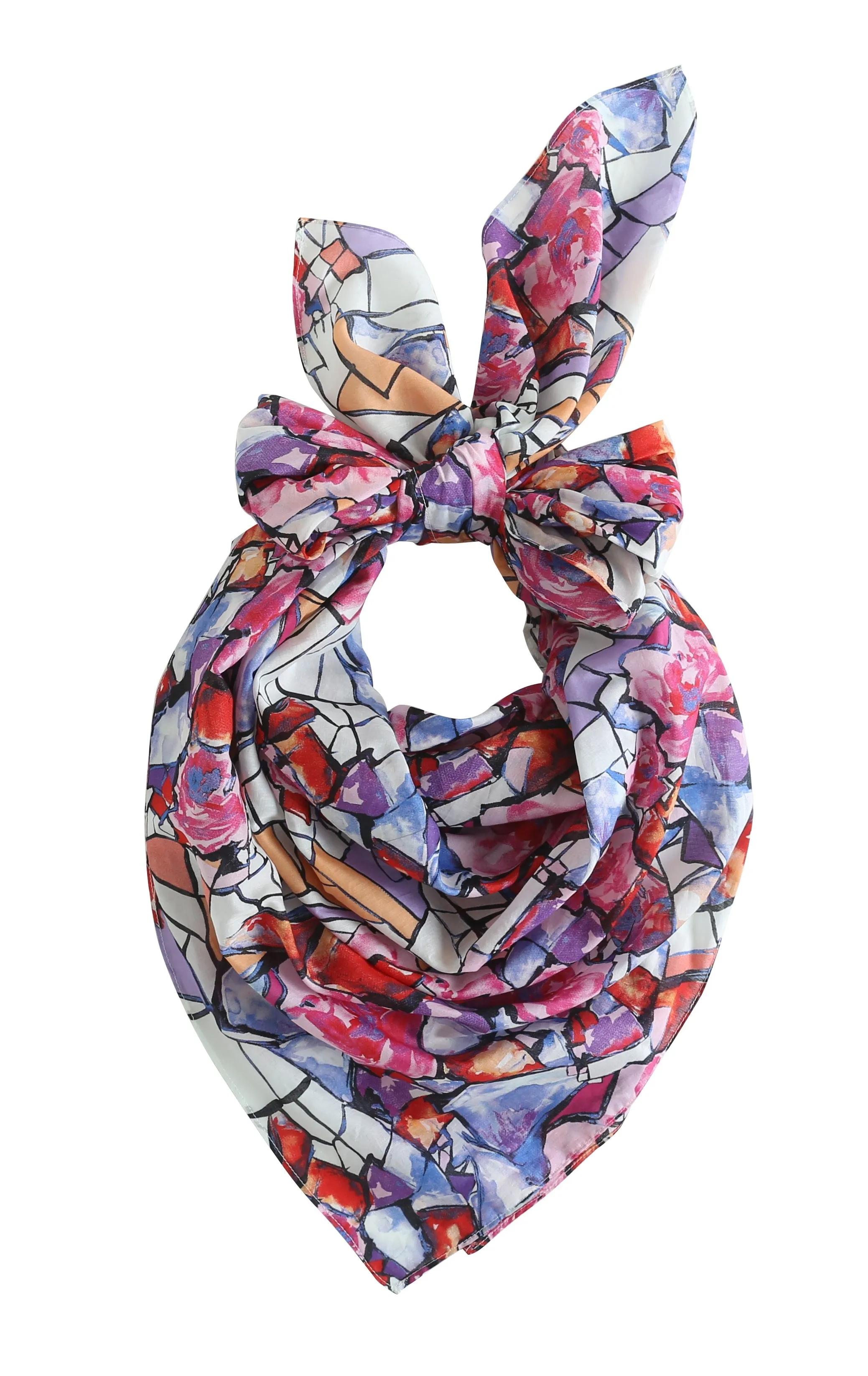 Women Cotton Large Square Scarves/Wraps (Multicolored)