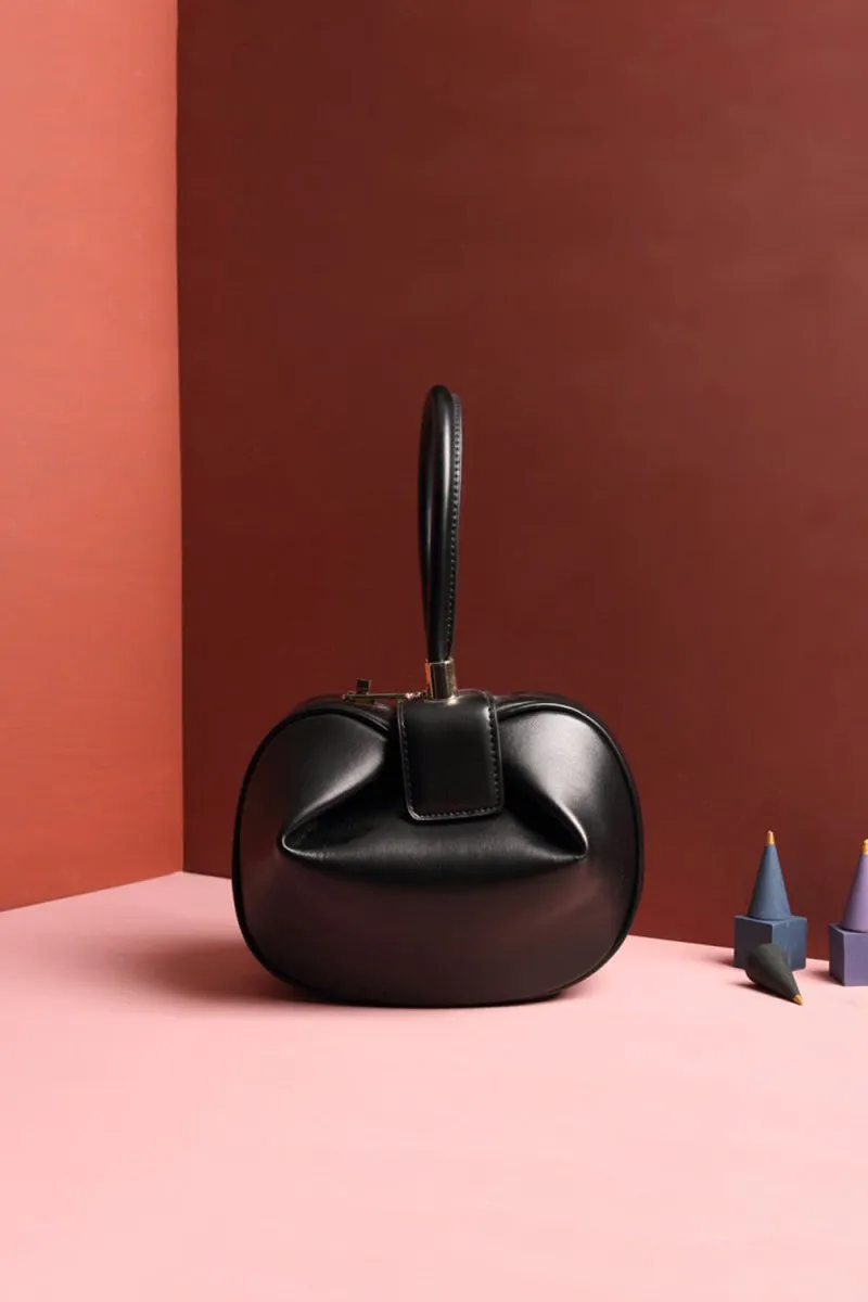 Women’s Knotted Cherry Top Handle Clutch in Genuine Leather