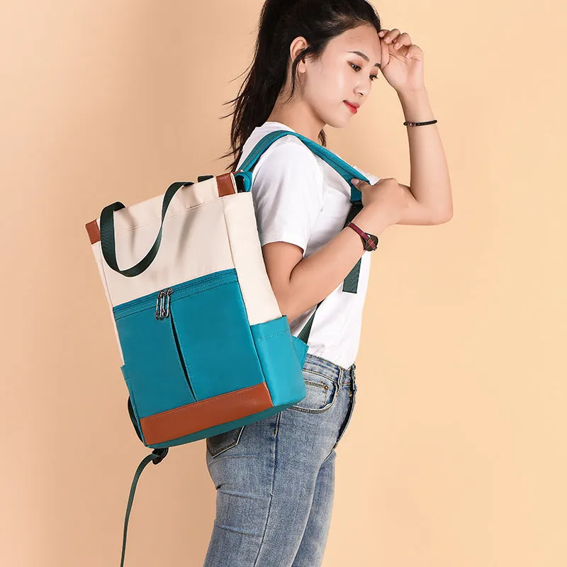 Women's Oxford Cloth Contrast Color Portable Computer Backpacks