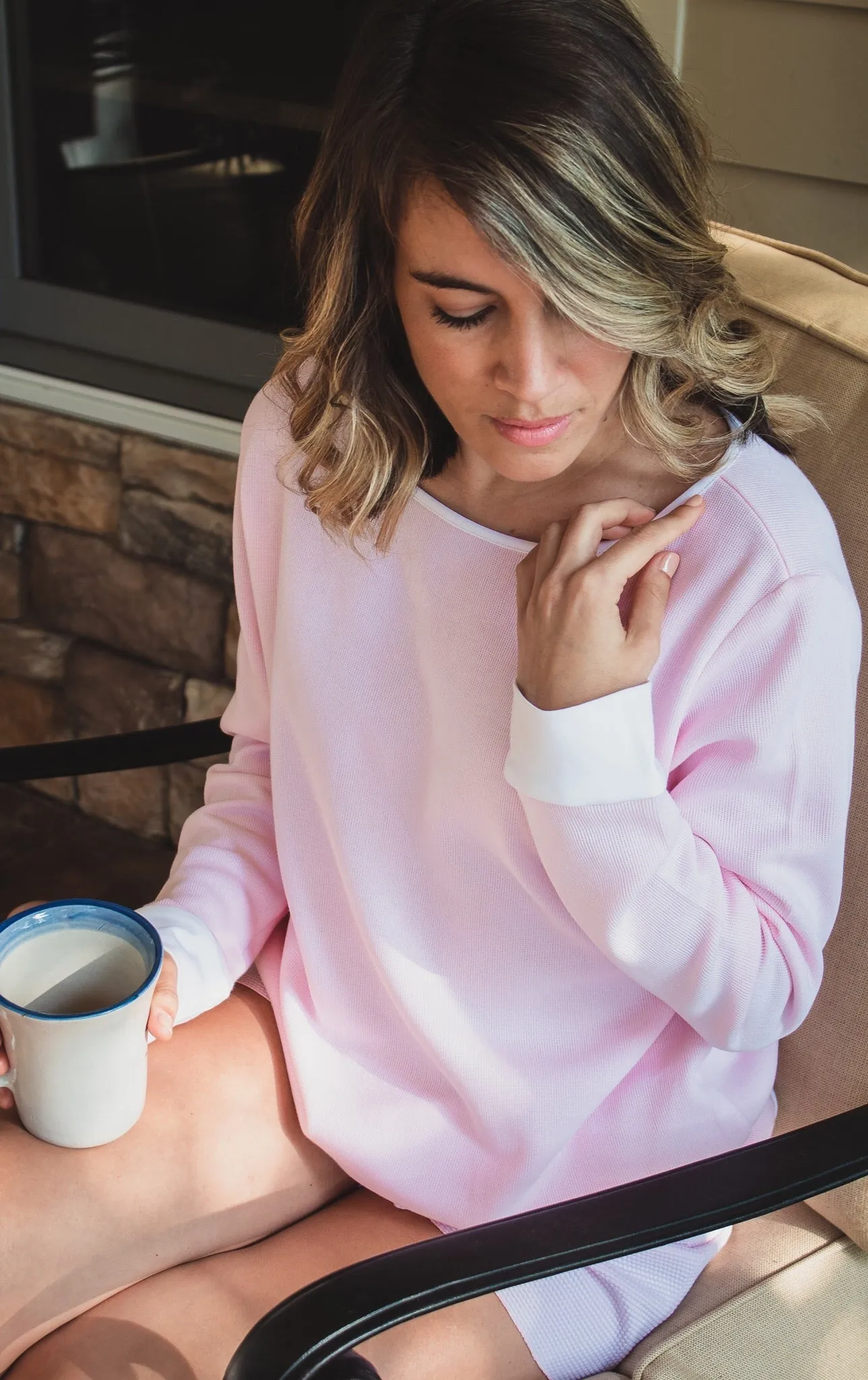Women's Pima Knit Lounge Sweater | Navy
