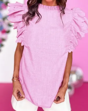 Womens Top Scallop Ruffle