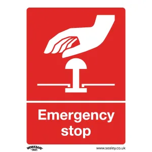 Worksafe by Sealey Safe Conditions Safety Sign - Emergency Stop - Rigid Plastic - Pack of 10