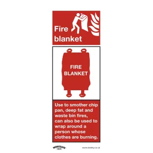 Worksafe by Sealey Safe Conditions Safety Sign - Fire Blanket - Rigid Plastic - Pack of 10