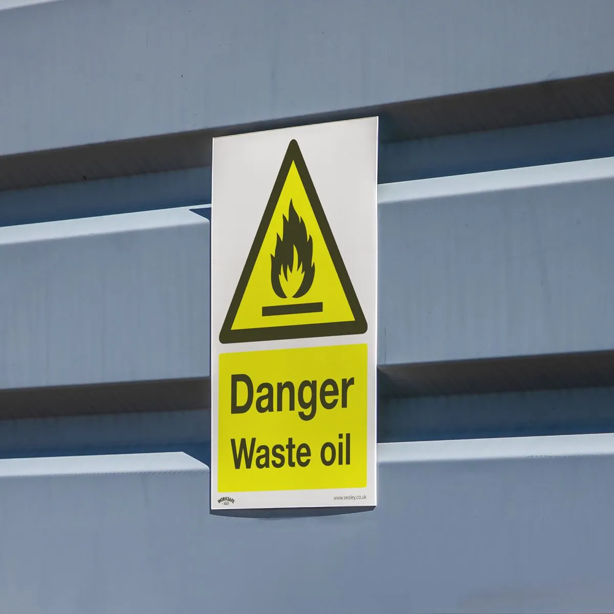 Worksafe by Sealey Warning Safety Sign - Danger Waste Oil - Rigid Plastic - Pack of 10