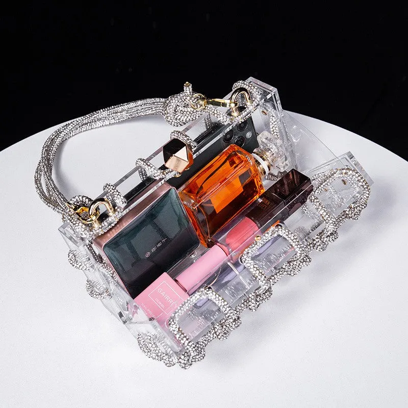 Woven Knotted Rhinestone Clutch