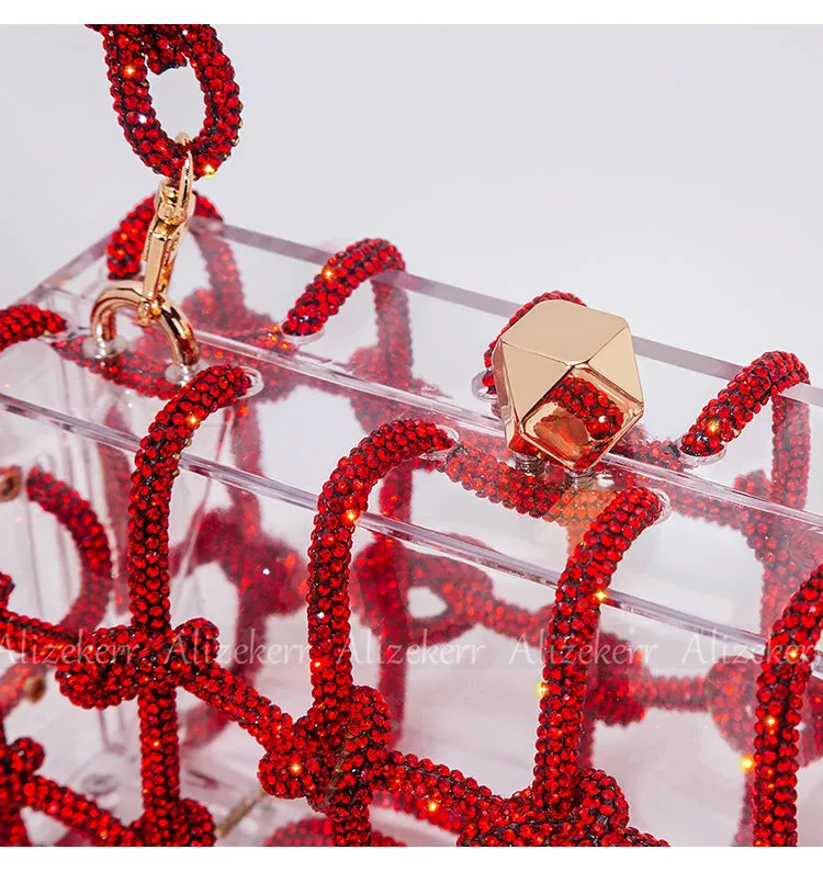 Woven Knotted Rhinestone Clutch