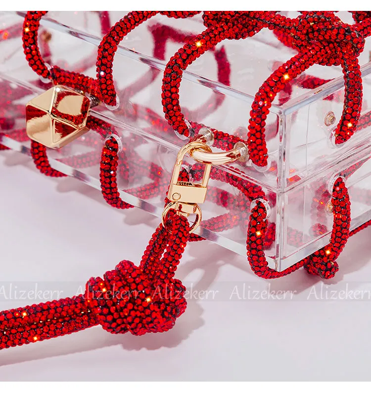 Woven Knotted Rhinestone Clutch