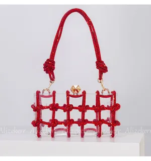 Woven Knotted Rhinestone Clutch