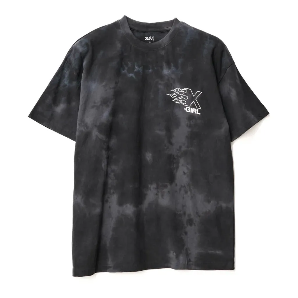 X-GIRL BURNING X LOGO RELAXED TEE - BLACK