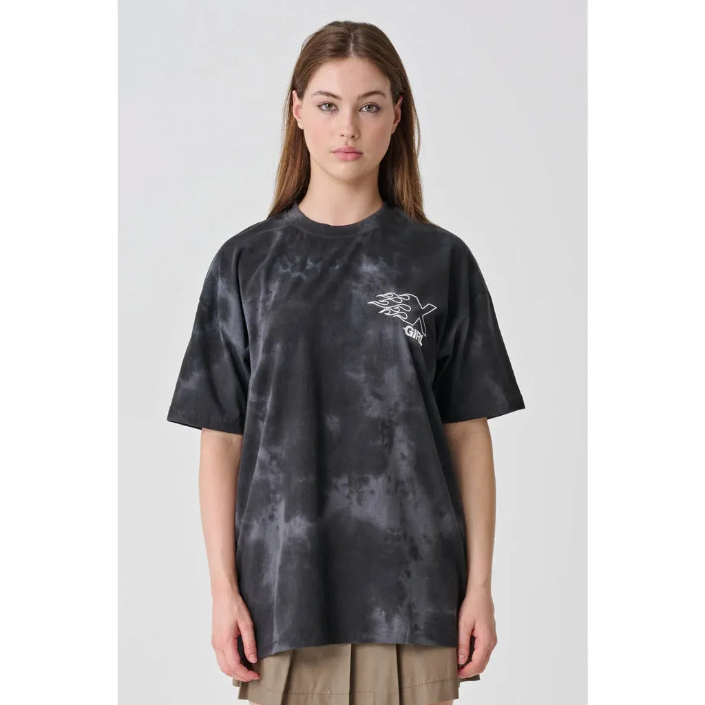 X-GIRL BURNING X LOGO RELAXED TEE - BLACK