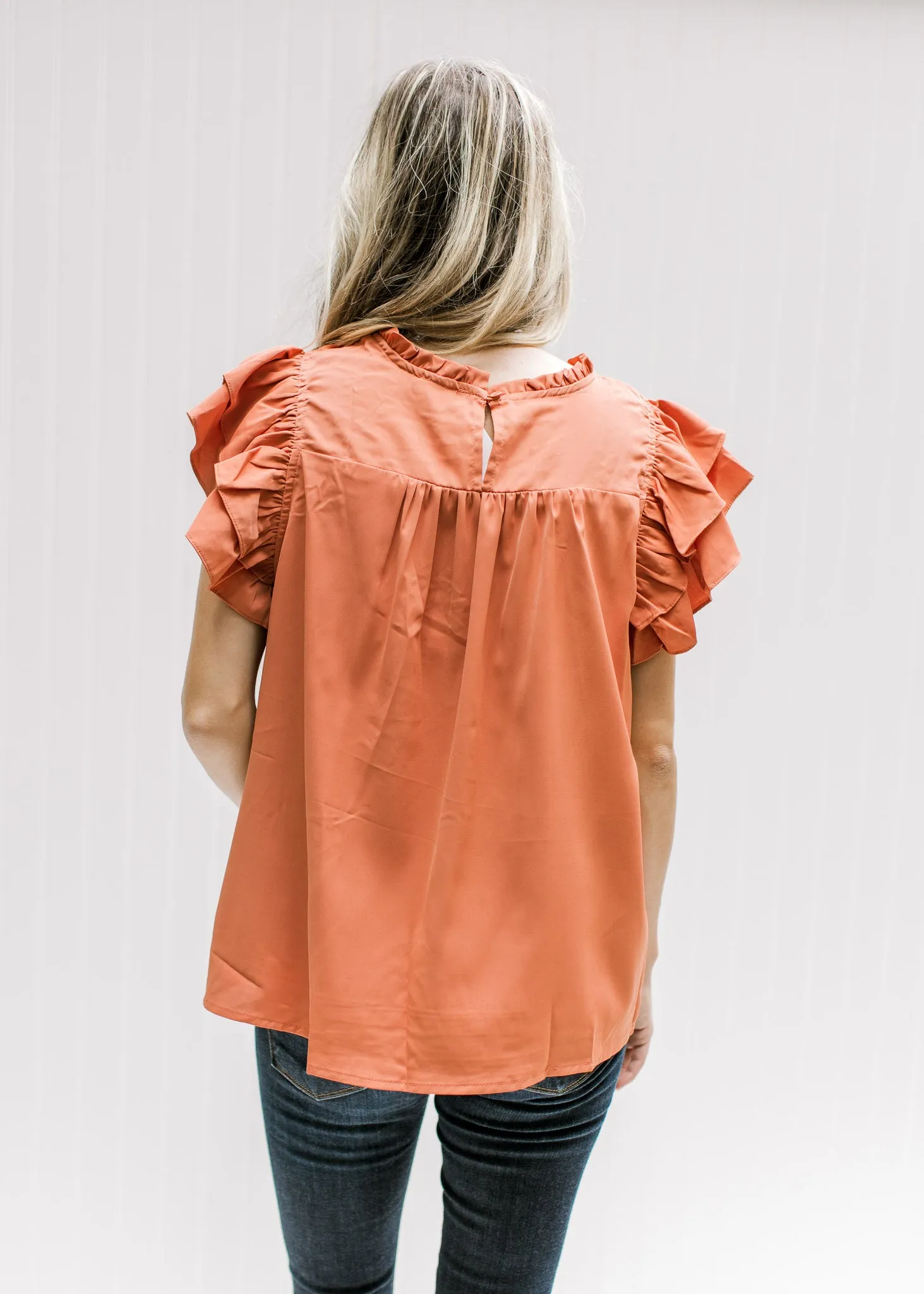 X Persimmon Twisted Pleat Top